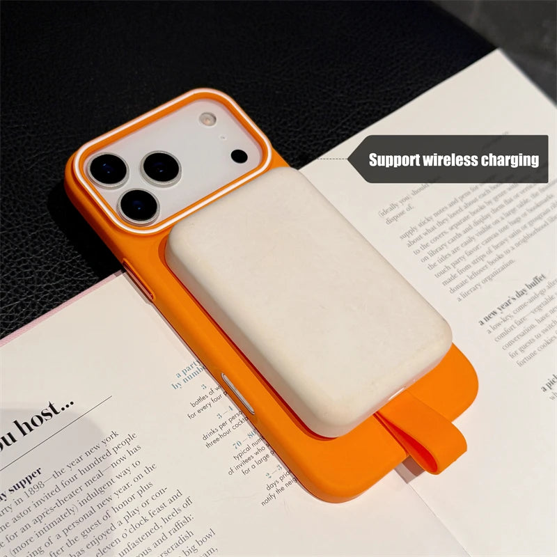 For Magsafe Magnetic Bracket Grip Ring Case for Iphone 17 16 plus 15 14 13 12 Pro Max 17 Air Soft Silicone Wrist Strap Cover