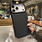 Luxury Plating Bumper Lychee Pattern Leather Texture Phone Case for Iphone 17 Air 16 15 14 plus 13 12 Pro Max 11 Shockpoof Cover