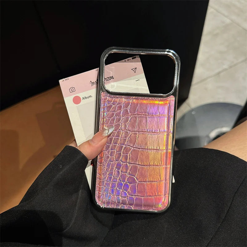 Plating Colorful Bright Surface Crocodile Texture Phone Cases for Iphone 17 Shockproof Cover