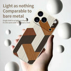 Geometric Style Wooden Phone Cases for Iphone 17 Pro Max 17 Air 16 15 Pro Max 6E Silicone Soft Cover