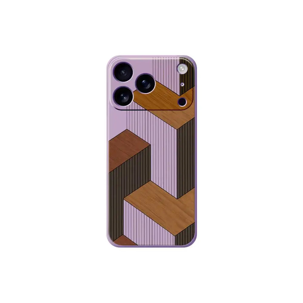 Geometric Style Wooden Phone Cases for Iphone 17 Pro Max 17 Air 16 15 Pro Max 6E Silicone Soft Cover