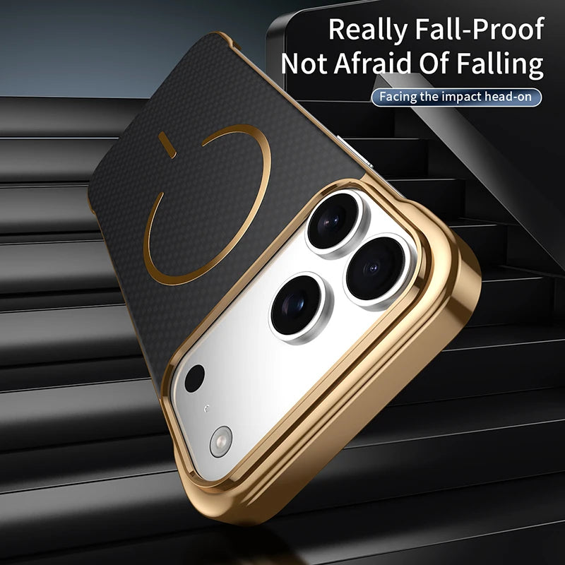 Magsafe Magnetic Wireless Charging Frameless Carbon Fiber Shockproof Phone Case for Iphone 17 Pro Max 17 Air Bumper Back Cover
