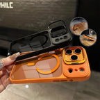 Business Transparent PC Magsafe Case for Iphone 17 Pro Max 17Pro 15 16 Promax Air Camera Bracket Wireless Charging Armor Cover