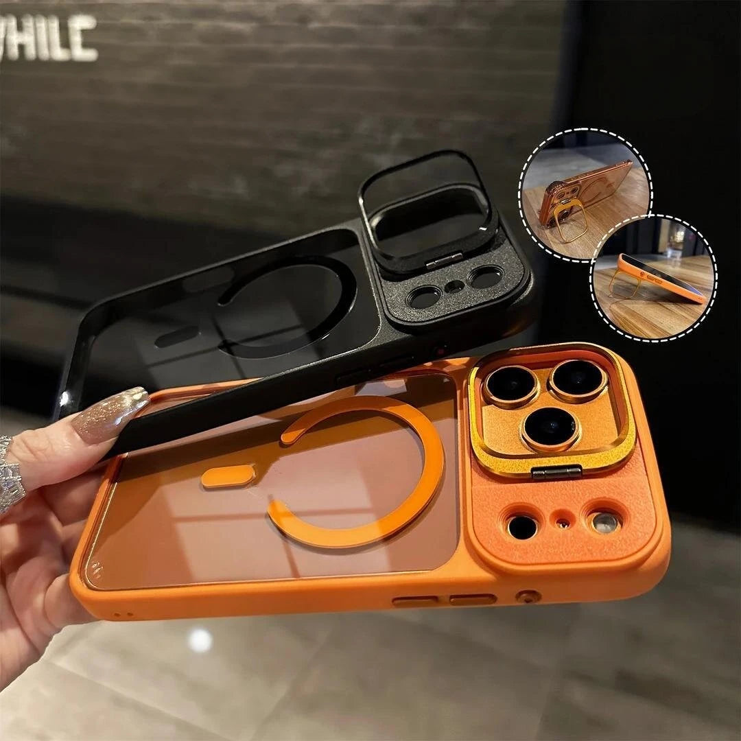 Business Transparent PC Magsafe Case for Iphone 17 Pro Max 17Pro 15 16 Promax Air Camera Bracket Wireless Charging Armor Cover