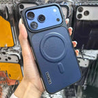 Luxury Leather Magsafe Case for Iphone 17 Pro Max 16 15 14 13 12 Pro Max 17 Air Lens Collision Protect Magnetic Shockproof Cover