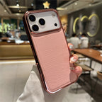 Luxury Plating Bumper Lychee Pattern Leather Texture Phone Case for Iphone 17 Air 16 15 14 plus 13 12 Pro Max 11 Shockpoof Cover