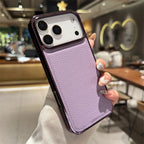 Luxury Plating Bumper Lychee Pattern Leather Texture Phone Case for Iphone 17 Air 16 15 14 plus 13 12 Pro Max 11 Shockpoof Cover