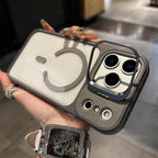 Business Transparent PC Magsafe Case for Iphone 17 Pro Max 17Pro 15 16 Promax Air Camera Bracket Wireless Charging Armor Cover