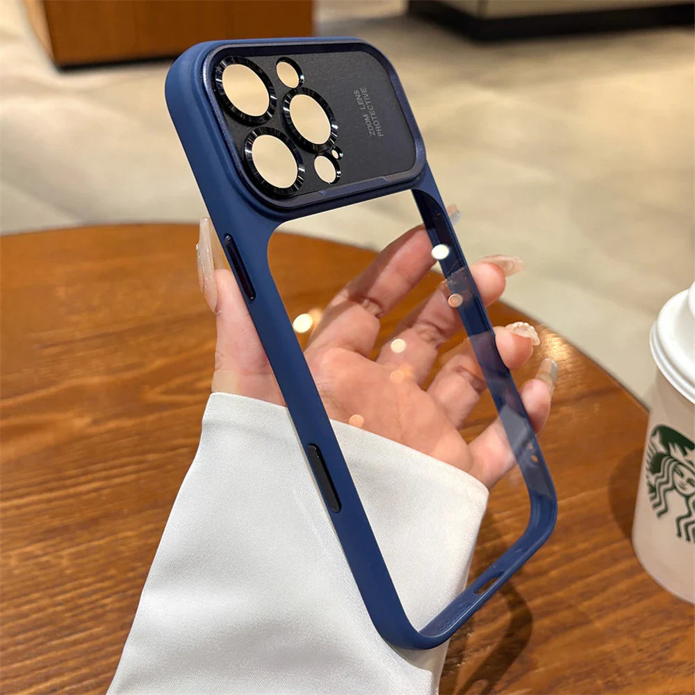 Luxury Magnetic Metal TPU Case for Iphone 17 16 15 14 Pro Max plus Case Translucent Acrylic Hard Bumper Shockproof Protect Cover