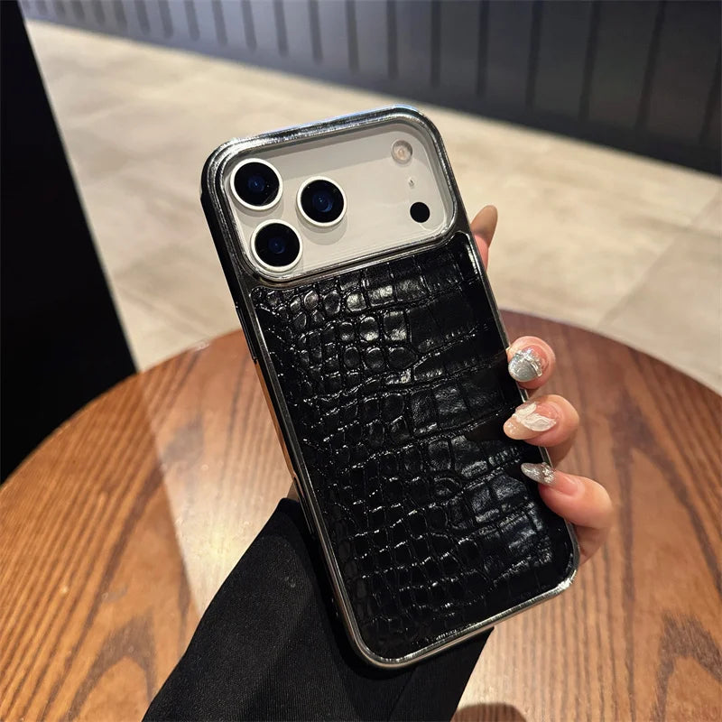 Plating Colorful Bright Surface Crocodile Texture Phone Cases for Iphone 17 Shockproof Cover
