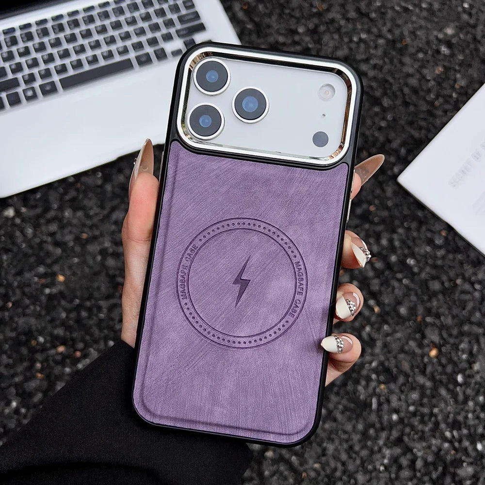 Lightning Charging Leather Magnetic Case for Iphone 17 Air 17 16 15 14 13 Pro Max plus XS XR for Magsafe Matte Retro Cover