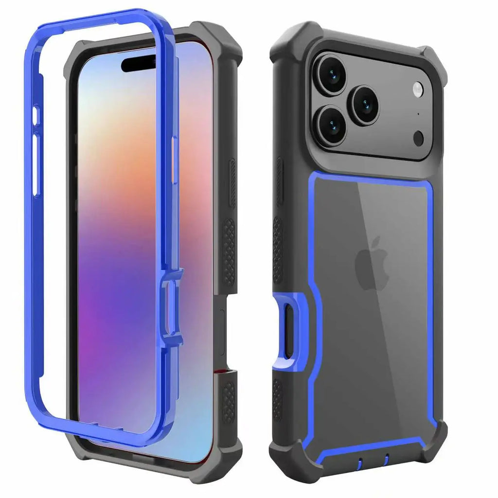 New Luxury Transparent 2-In-1 Sturdy Shockproof Protective Cover for Iphone 17 Air 16 14 15 Pro Max plus Non-Slip Case