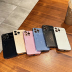 Luxury Large Window for Magsafe Case for Iphone 17 16 15 14 Pro Max Plating Magnectic Wireless Charging Glass Lens Protect Cover