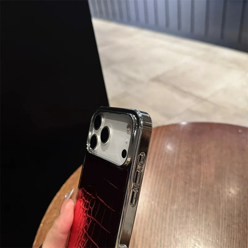 Plating Colorful Bright Surface Crocodile Texture Phone Cases for Iphone 17 Shockproof Cover