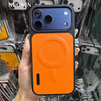 Luxury Leather Magsafe Case for Iphone 17 Pro Max 16 15 14 13 12 Pro Max 17 Air Lens Collision Protect Magnetic Shockproof Cover