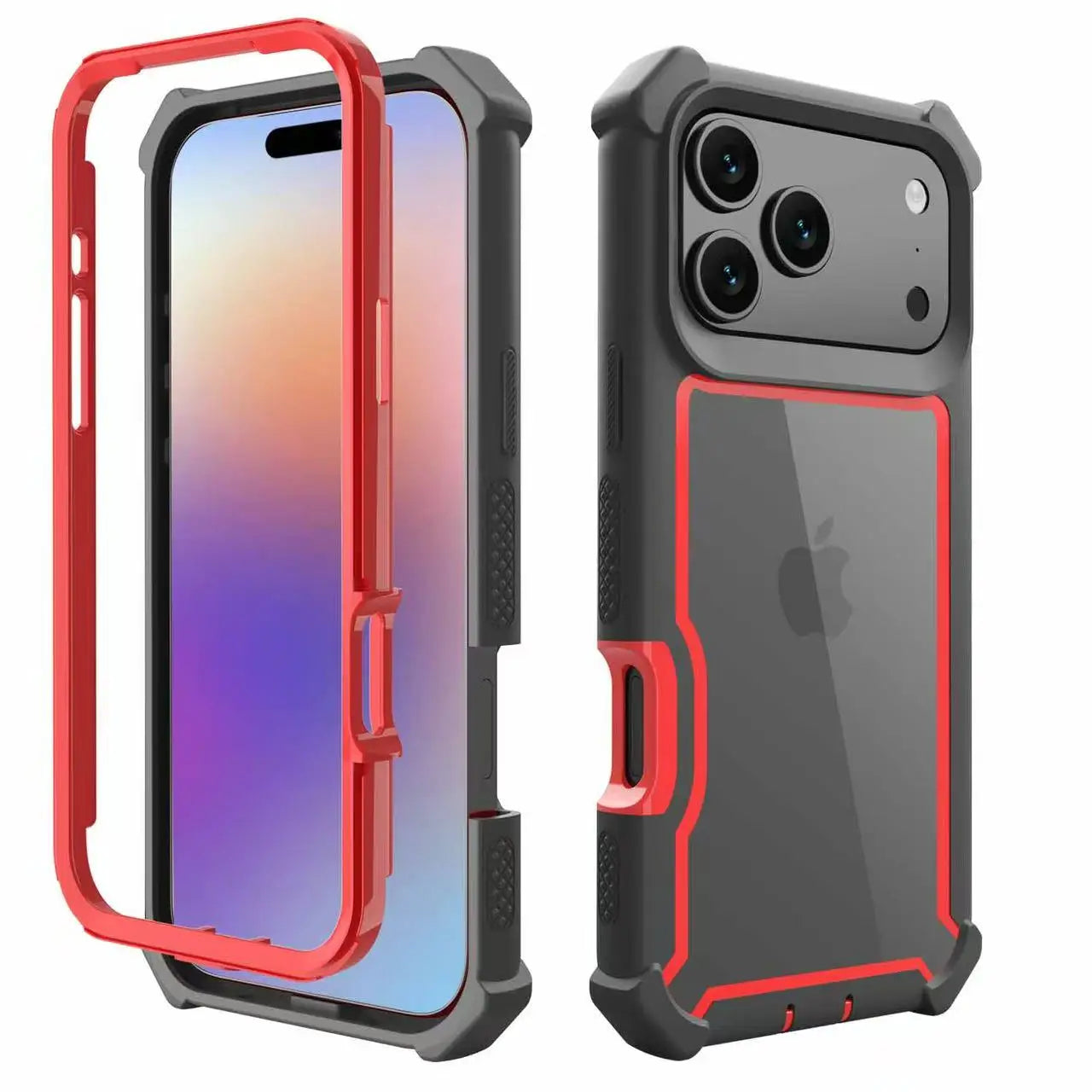 New Luxury Transparent 2-In-1 Sturdy Shockproof Protective Cover for Iphone 17 Air 16 14 15 Pro Max plus Non-Slip Case