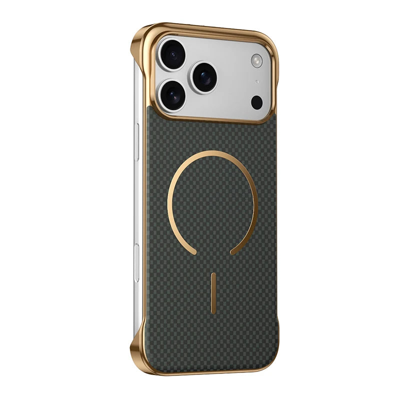 Magsafe Magnetic Wireless Charging Frameless Carbon Fiber Shockproof Phone Case for Iphone 17 Pro Max 17 Air Bumper Back Cover