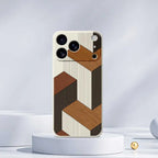 Geometric Style Wooden Phone Cases for Iphone 17 Pro Max 17 Air 16 15 Pro Max 6E Silicone Soft Cover