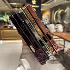 Luxury Plating Bumper Lychee Pattern Leather Texture Phone Case for Iphone 17 Air 16 15 14 plus 13 12 Pro Max 11 Shockpoof Cover