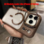 Business Transparent PC Magsafe Case for Iphone 17 Pro Max 17Pro 15 16 Promax Air Camera Bracket Wireless Charging Armor Cover