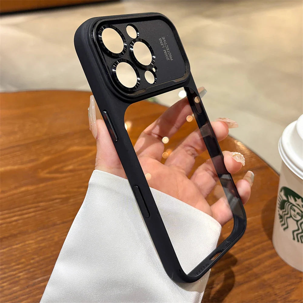 Luxury Magnetic Metal TPU Case for Iphone 17 16 15 14 Pro Max plus Case Translucent Acrylic Hard Bumper Shockproof Protect Cover