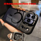 Business Transparent PC Magsafe Case for Iphone 17 Pro Max 17Pro 15 16 Promax Air Camera Bracket Wireless Charging Armor Cover