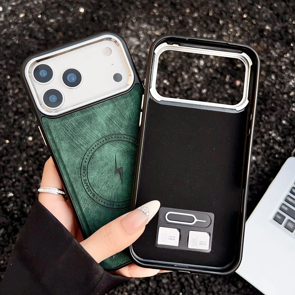 Lightning Charging Leather Magnetic Case for Iphone 17 Air 17 16 15 14 13 Pro Max plus XS XR for Magsafe Matte Retro Cover