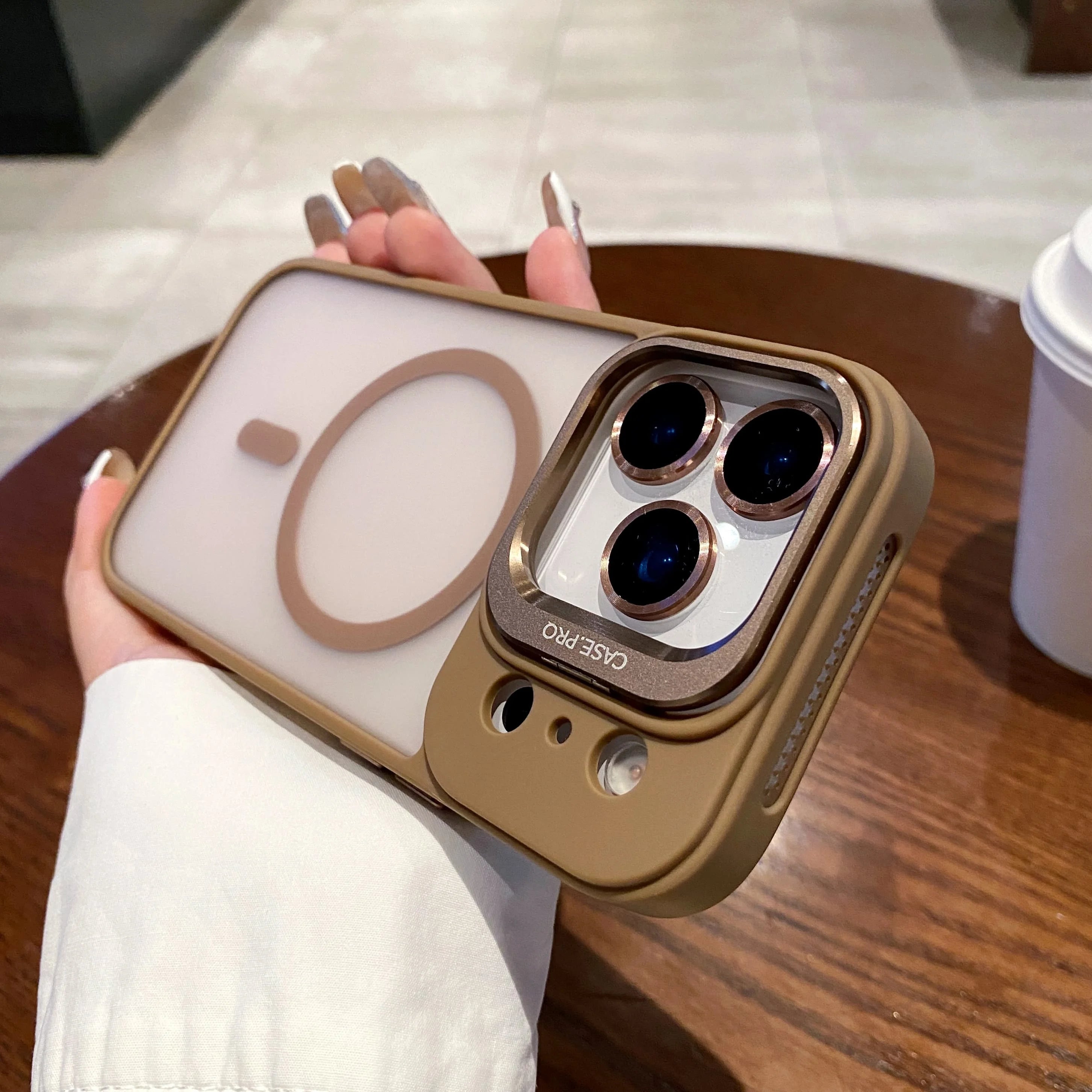 Luxury Metal Ring Lens Stand Protector Phone Case for Iphone 17 Air 16E 15 14 plus 13 12 11 Pro Max for Magsafe Shockproof Cover