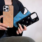 Simple Leather Full Screen Stereoscopic Silver Stars Shockproof Protective Phone Cover Case for Iphone 17