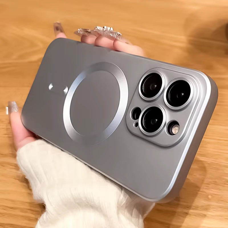 Luxury Matte Magnetic Phone Case for Iphone 17 13 12 11 16 Pro Max 15 14 plus 16E 17 Air for Magsafe Charge Lens Protector Cover
