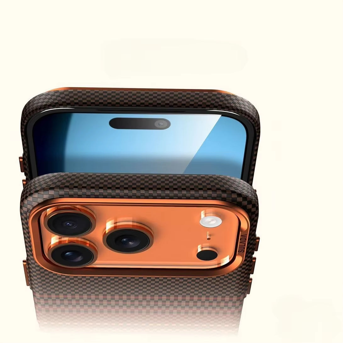 Senior Alloy Lens Magsafe Bumper Case for Iphone 17 Pro 17Pro Max 16 16 Pro Magnetic Weaving Texture Wireless Charge Matte Cover