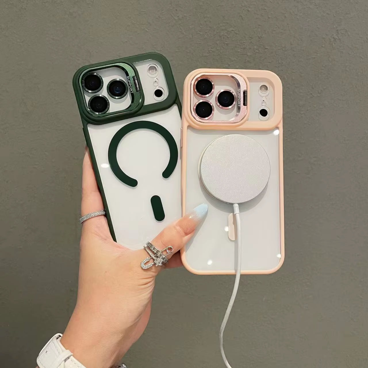 New Luxury Transparent Magnetic Magsafe Case for Iphone 17Air Promax 17 Pro Max 17Pro Lens Holder Protect Clear Shockproof Cover