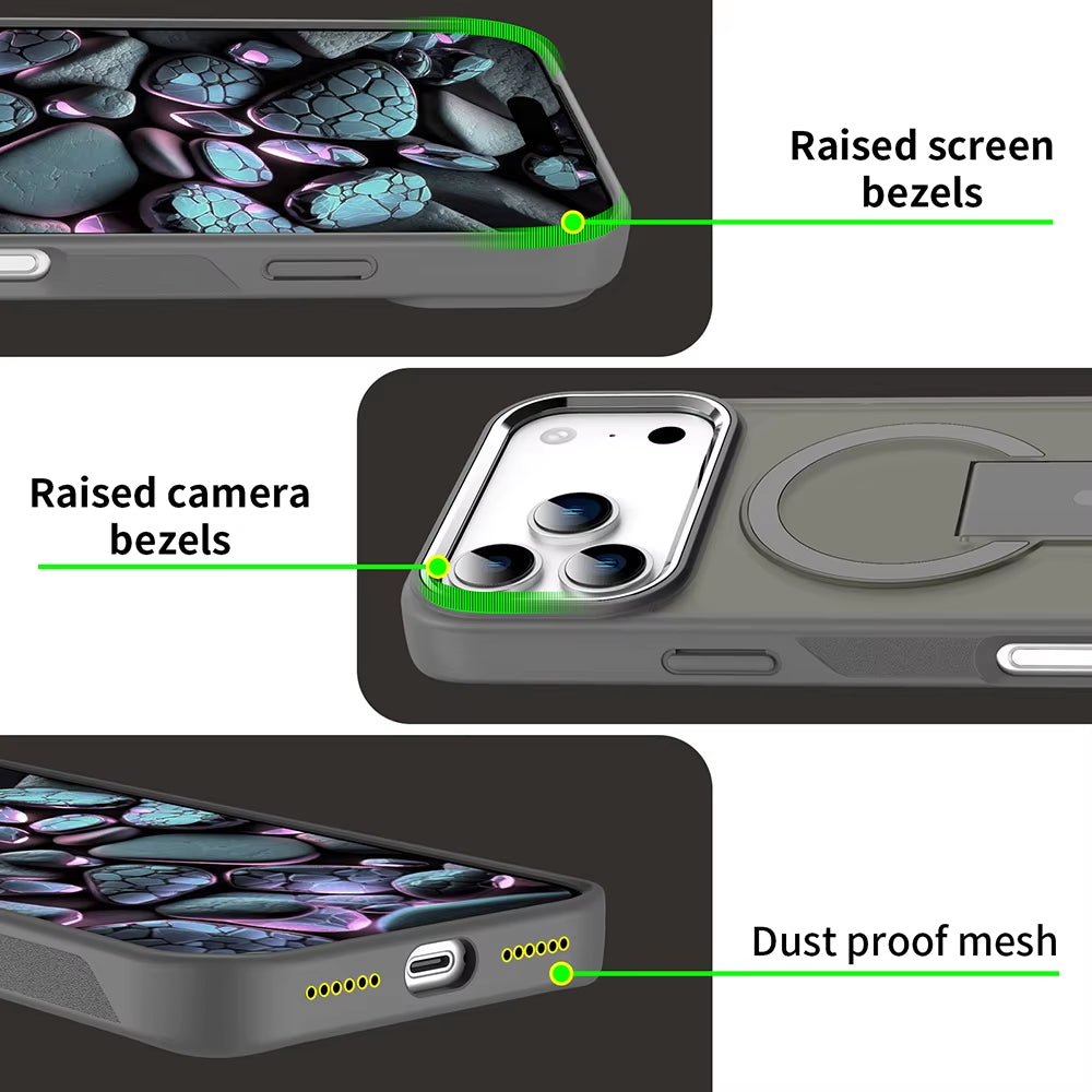 Luxury for Magsafe Phone Case for Iphone 17 Pro Max Air Magnetic Wireless Charge Folding Stand Holder Matte Cover Cases