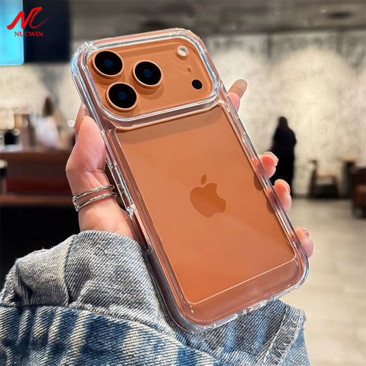 New Transparent Acrylic Clear Case for Iphone 17 Pro Max 16 plus 11 12 13 14 15 16 Pro Max plus Xs Max Xr Air Metal Button Cover