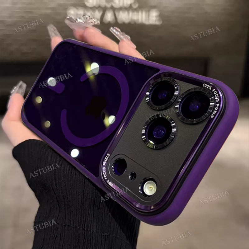 Luxury Magnetic Metal Lens Bumper Protection Case for Iphone 17 Air 16 15 14 13 12 11 Pro Max plus Magsafe Acrylic Clear Cover