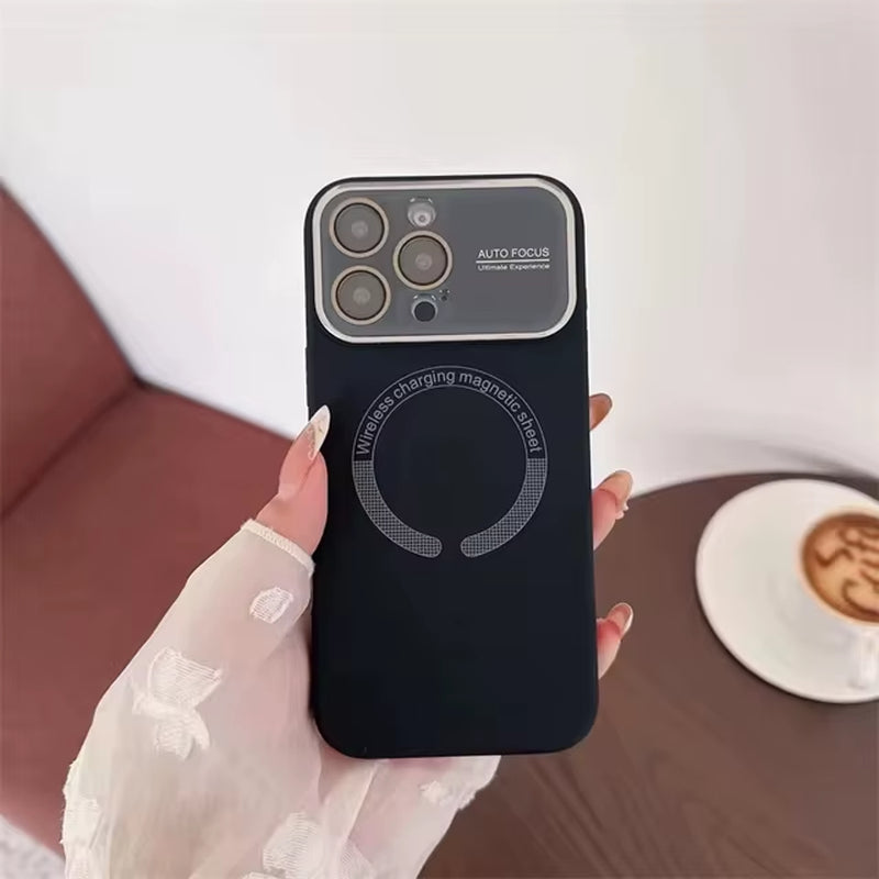 Large Window Glass Lens Protection for Magsafe Case for Iphone 17 16 14 13 15 Pro Max Magnetic Candy Shockproof Silicone Cover