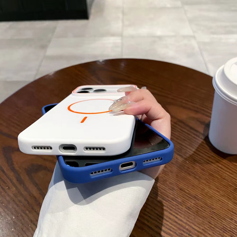 Ultra Thin Matte Simple Magnetic Phone Case for Iphone 17 Pro Max 16 15 14 13 12 Mag-Safe Wireless Charging Protect Cover