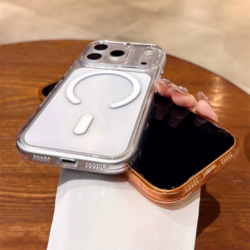 With Camera Control Button Transparent Magsafe Case for Iphone 17 Pro Max 17Pro Iphone Air Clear PC Wireless Charging Back Cover