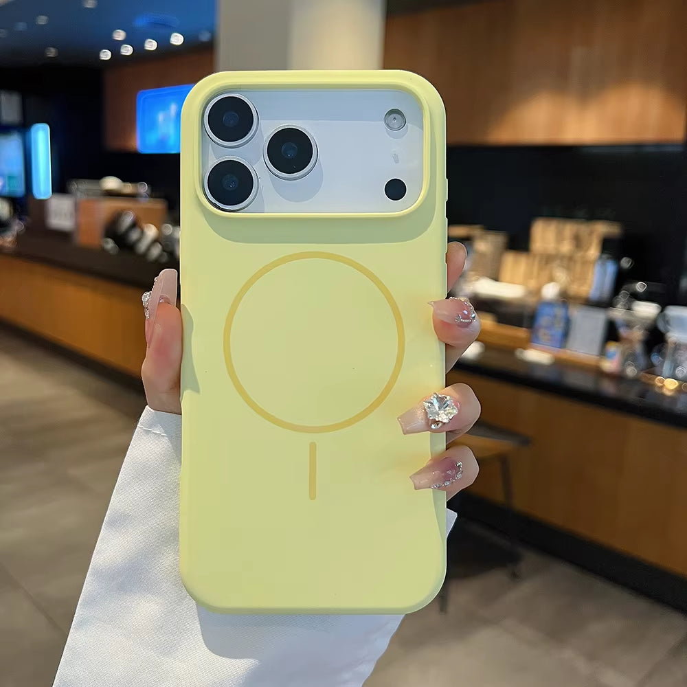 Luxury Fluorescence Bright Color Silicone Phone Case for iPhone 17 Air 16 15 Pro Max plus Mag safe Magnetic Soft Cover