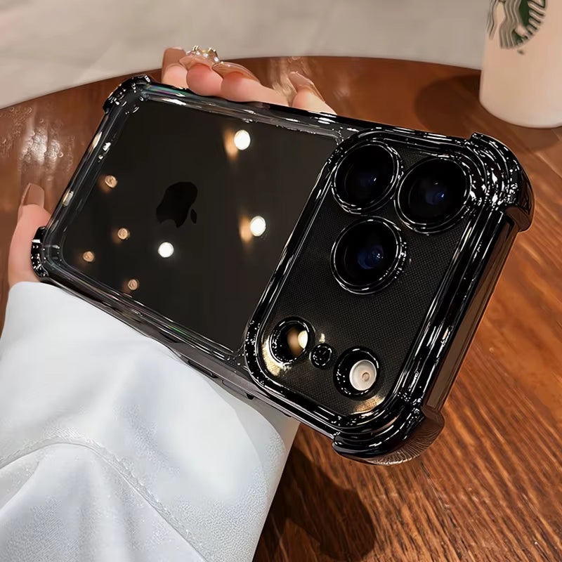 Luxury Electroplate Shockproof Transparent Phone Case for Iphone 11 12 13 14 15 16 17 Pro Max plus Air Clear Bumper Cases Cover