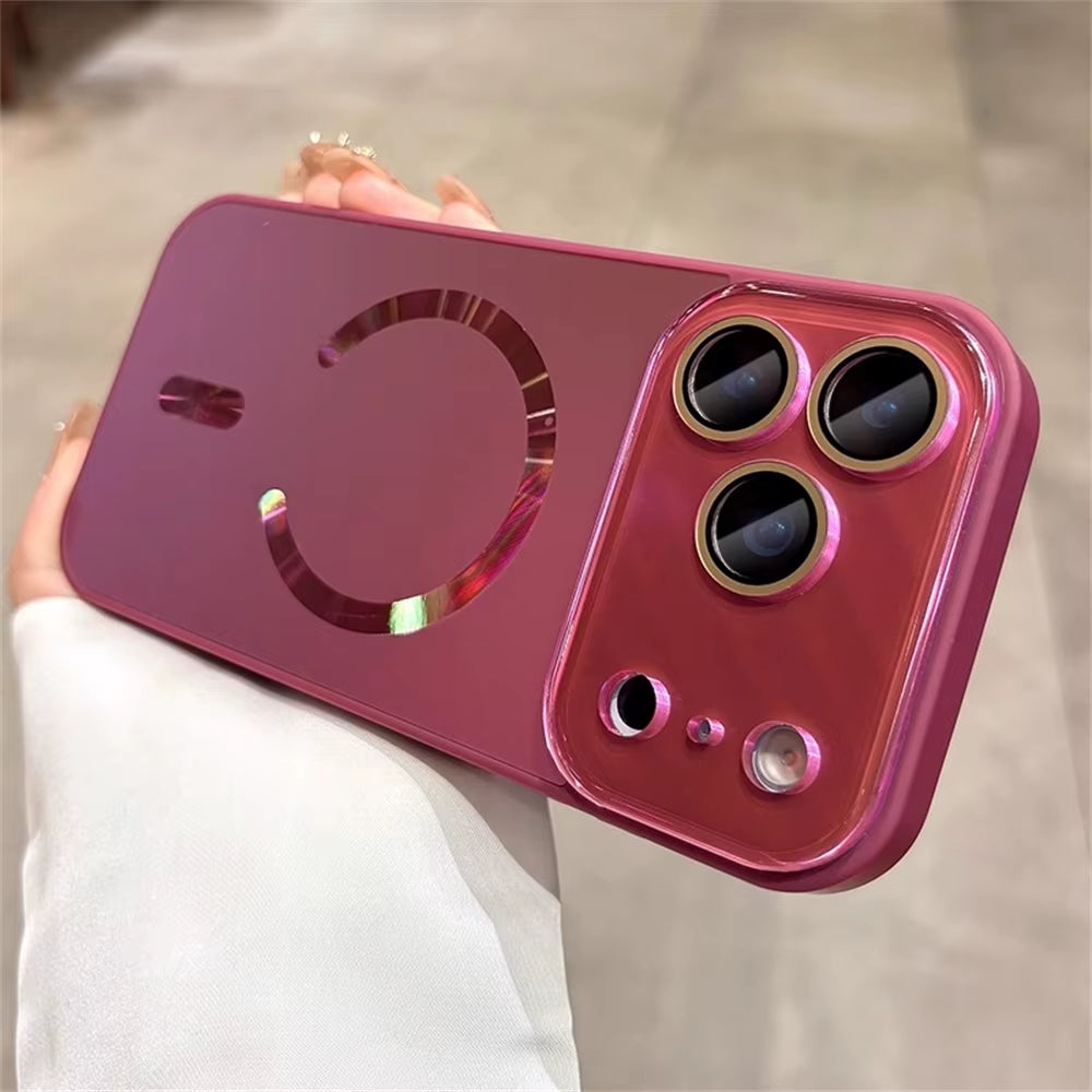 Laser Large Window Camera Matte Glass Protect for Magsafe Case for Iphone 17 16 15 14  Pro Max Magnetic Wireless Charge Cover