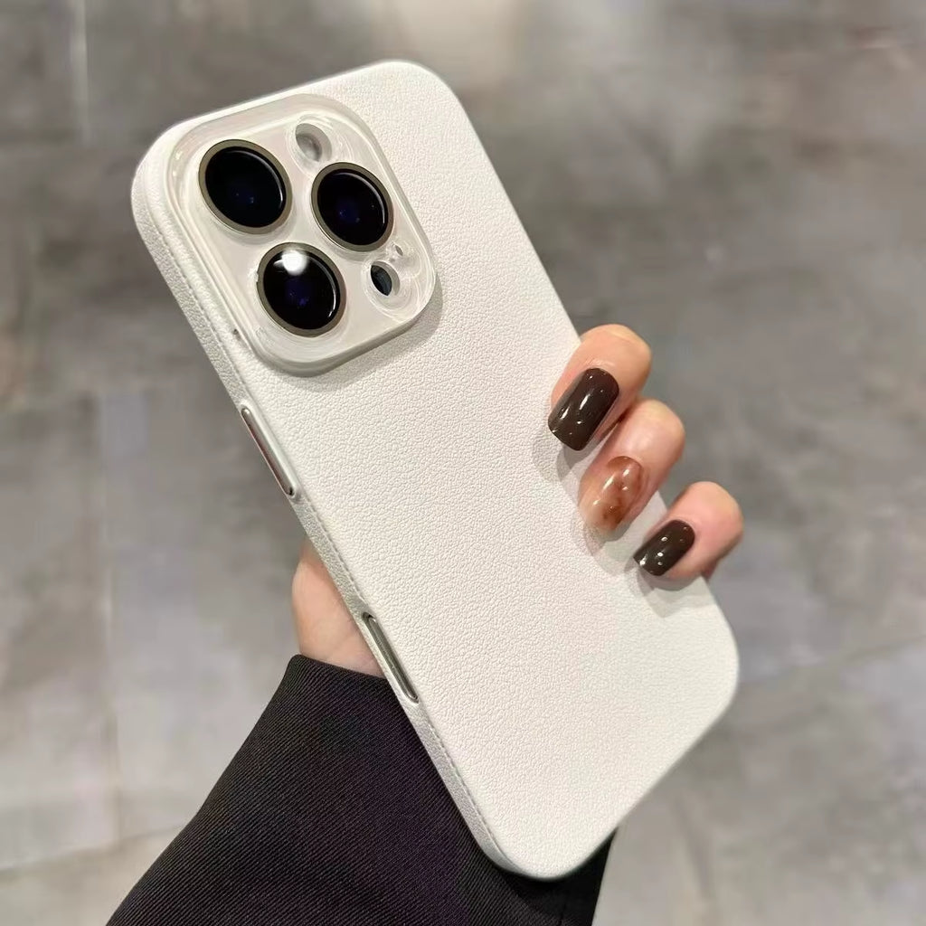 Business PU Leather Glass Camera Protection Case for Iphone 17 Pro Max Air Shockproof Cover for Iphone 13 12 11 14 15 16 Pro Max