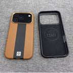 HOCE Splicing Leather Magnetic Case for Iphone 17 Air 16 15 14 13 Pro Max for Magsafe Wireless Charging Shockproof Hard Cover