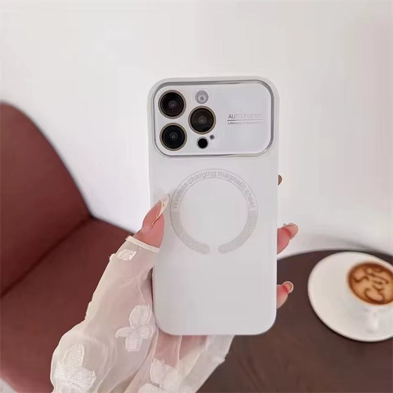 Large Window Glass Lens Protection for Magsafe Case for Iphone 17 16 14 13 15 Pro Max Magnetic Candy Shockproof Silicone Cover