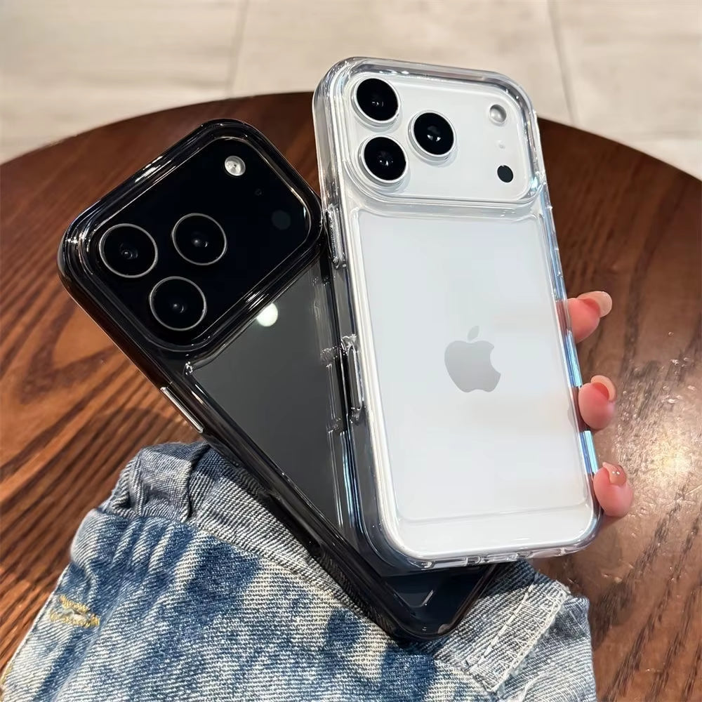 New Transparent Acrylic Clear Case for Iphone 17 Pro Max 16 plus 11 12 13 14 15 16 Pro Max plus Xs Max Xr Air Metal Button Cover