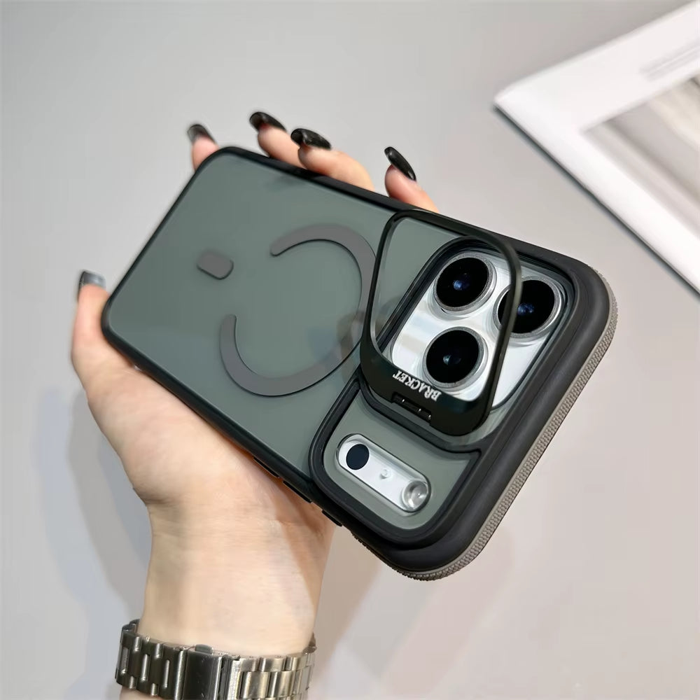 Luxury Matte Transparent Magsafe Kickstand Stand Phone Case for Iphone 17 Air 16 15 14 plus 13 12 11 17 Pro Max Magnetic Cover