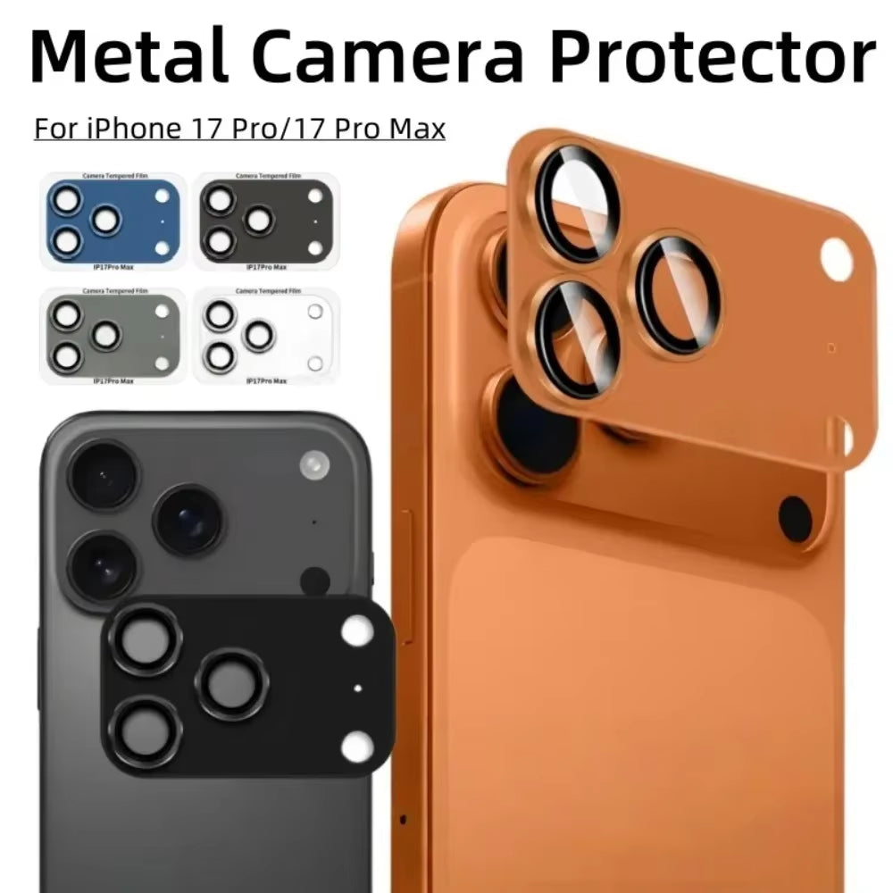 9H HD Armor Camera Lens Protector for Iphone 17 Pro 17 Pro Max Aluminum Metal Ring Lens Tempered Glass Film Case Cap