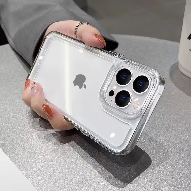 New Transparent Acrylic Clear Case for Iphone 17 Pro Max 16 plus 11 12 13 14 15 16 Pro Max plus Xs Max Xr Air Metal Button Cover
