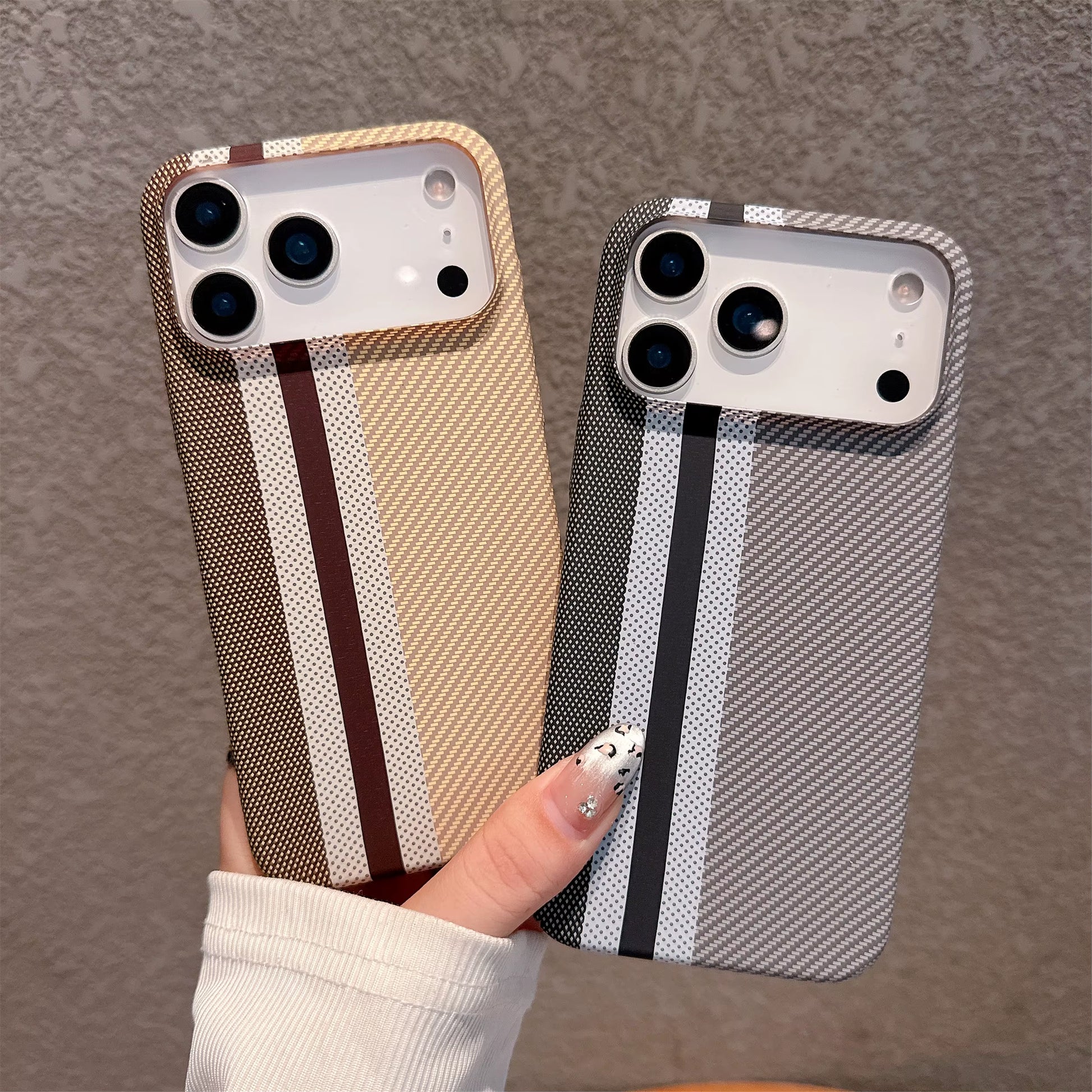 Large Kong Kevlar Carbon Fiber Stripe Texture Hard PC Case for Iphone 17 Air 16 15 14 plus 13 12 Promax 11 Shockproof Back Cover