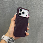 Luxury Alloy Len Frame Fiber Leather Magnetic Case for Iphone 17 16 Pro Max 15 for Magsafe Retro Shockproof Cover Funda